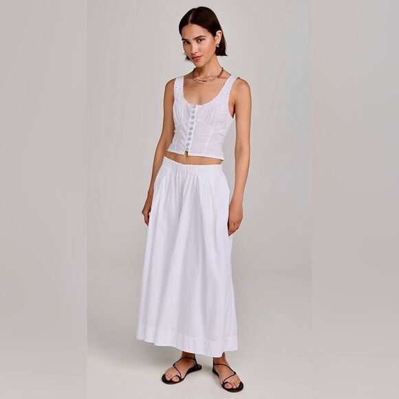 Free People elastic waist cotton pant. White eyelet camisole top elastic. XL - Picture 5 of 13